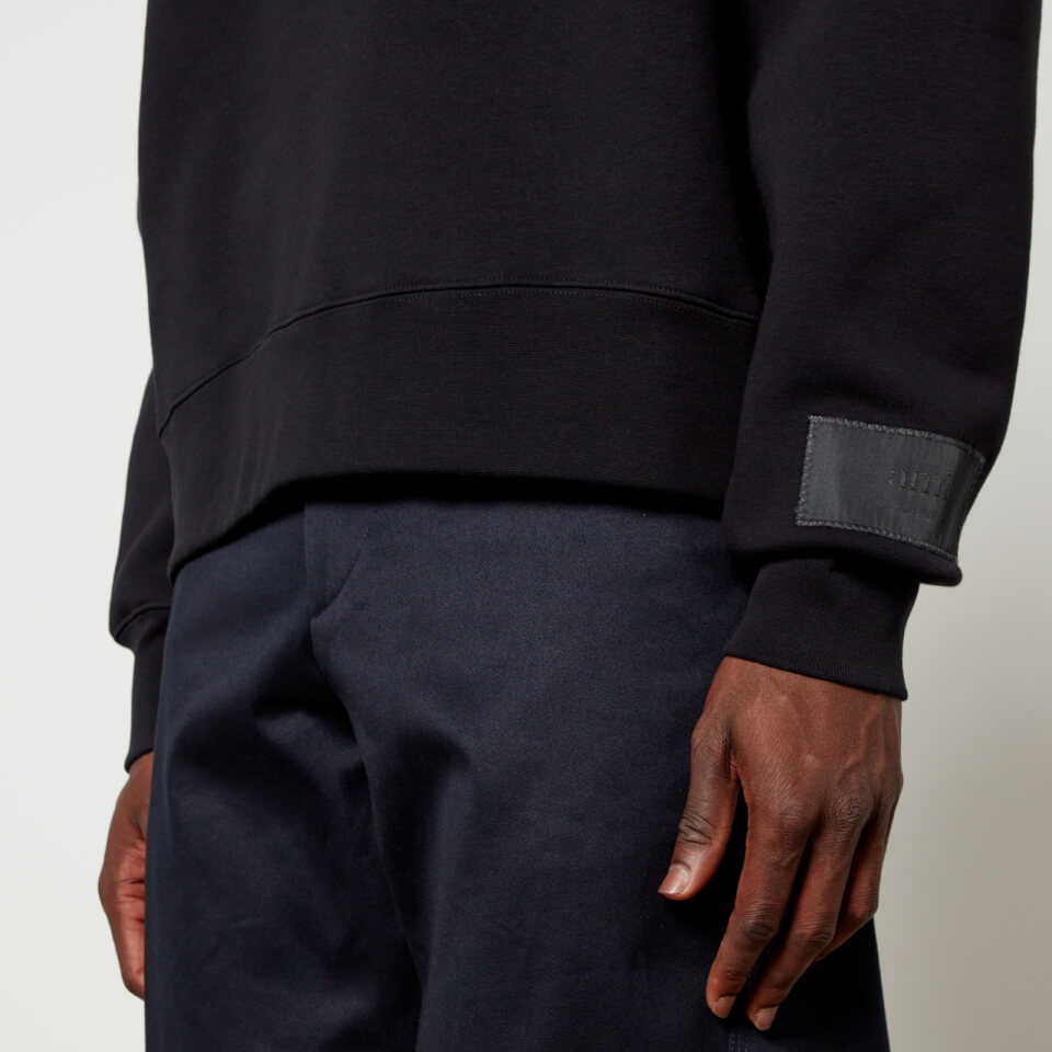 AMI Logo-Appliquéd Organic Cotton-Blend Sweatshirt - S | Coggles
