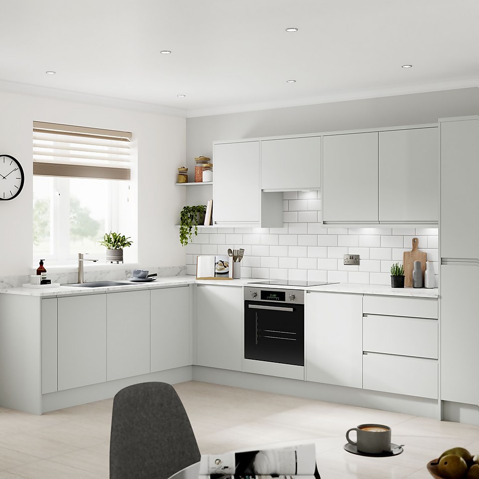 Handleless Kitchen Bridging Door (W)497mm - Matt Light Grey | Homebase