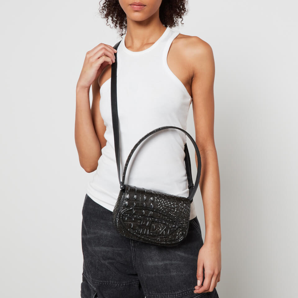 Diesel 1DR Croc-Effect Leather Shoulder Bag