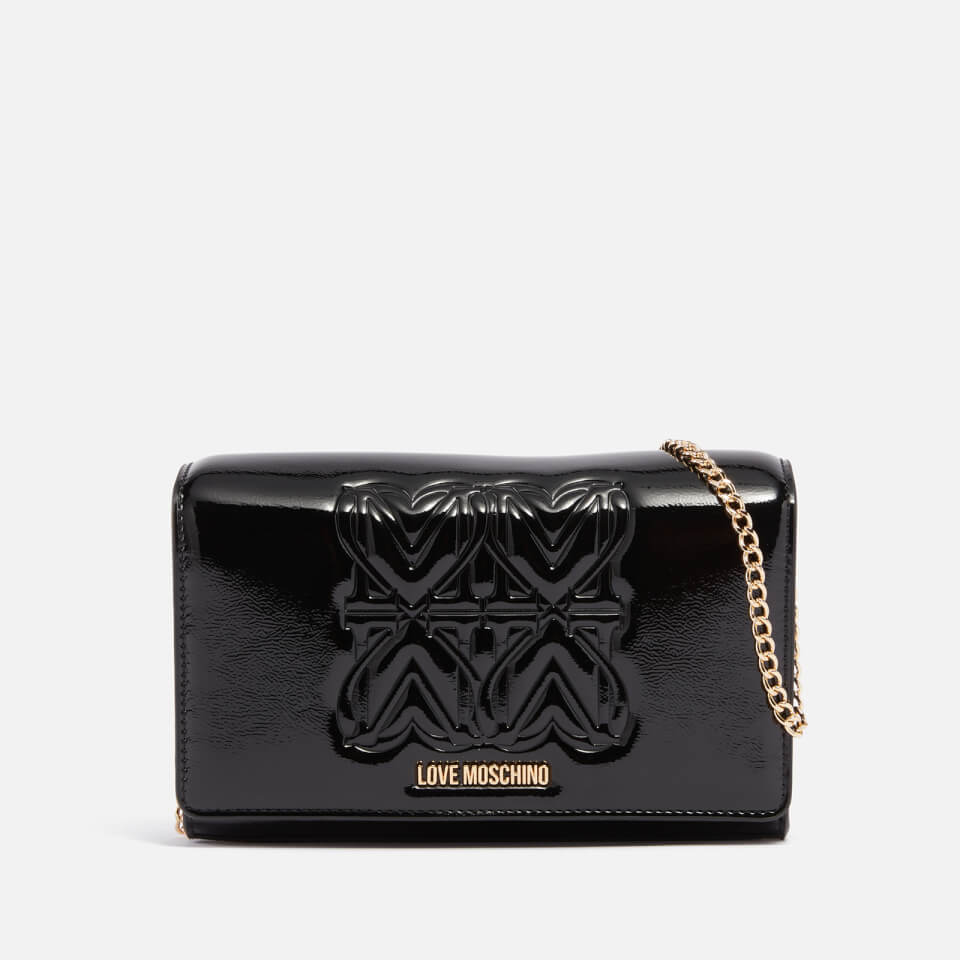 Love Moschino Big Embossment Chain Faux Leather Clutch Bag
