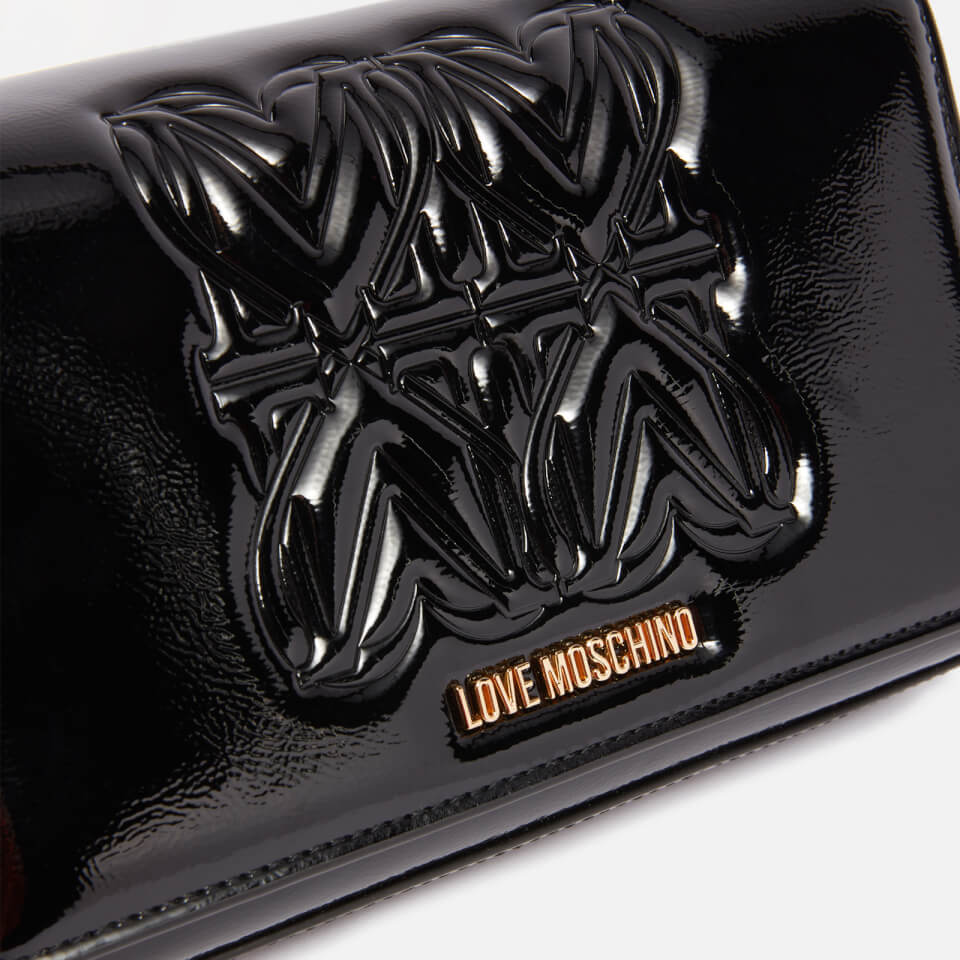 Love Moschino Big Embossment Chain Faux Leather Clutch Bag