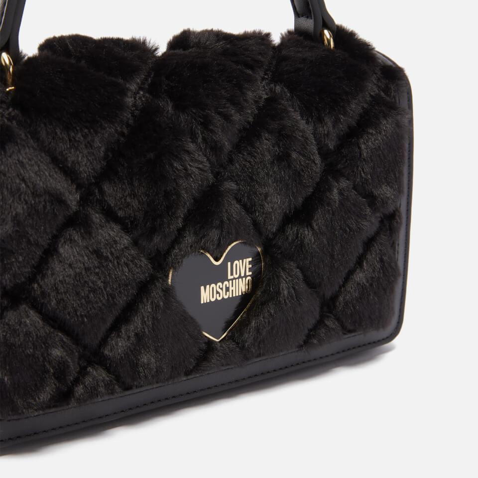 Love Moschino Quilted Faux Fur Crossbody Bag