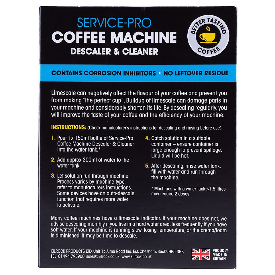 Kilrock Service-Pro Coffee Machine Descaler & Cleaner - 2x150ml