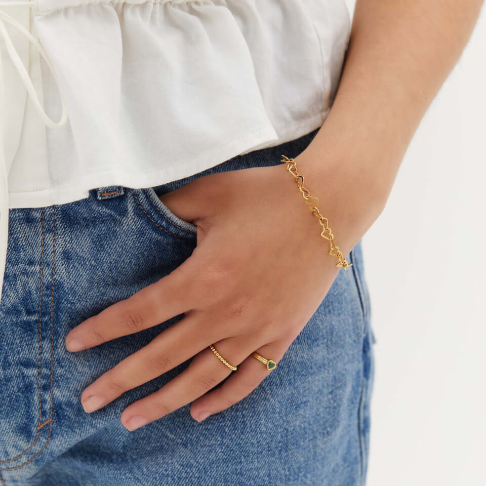 anna + nina Linked Hearts 14-Karat Gold-Plated Bracelet