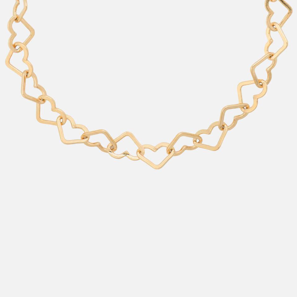 anna + nina Linked Hearts 14-Karat Gold-Plated Bracelet