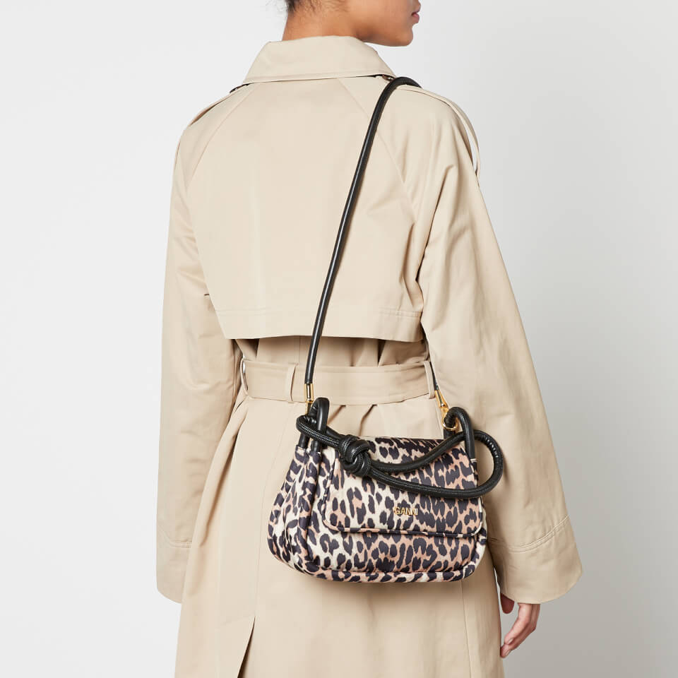 Ganni Knot Leopard-Print Nylon Bag