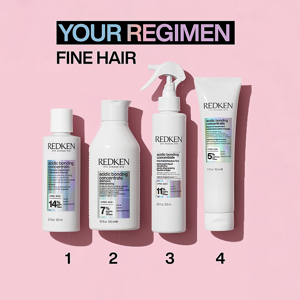 Redken Acidic Bonding Concentrate Shampoo and Lightweight Liquid Conditioner Bond Repair Bundle for Fine Hair