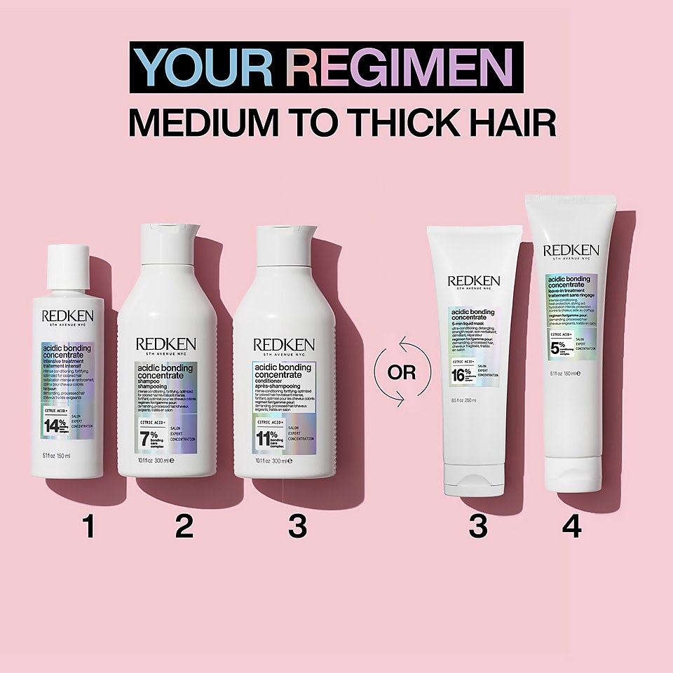 Redken Acidic Bonding Concentrate Shampoo, Conditioner and 5-Minute Liquid Hair Mask Bond Repair Bundle