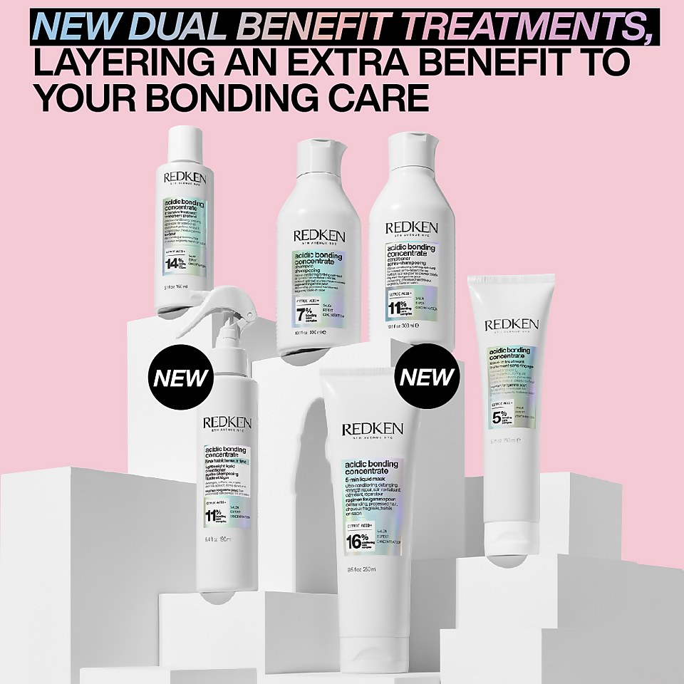 Redken Acidic Bonding Concentrate Intensive Pre-Treatment, Shampoo, Conditioner, Hair Mask and Leave-in Treatment Routine