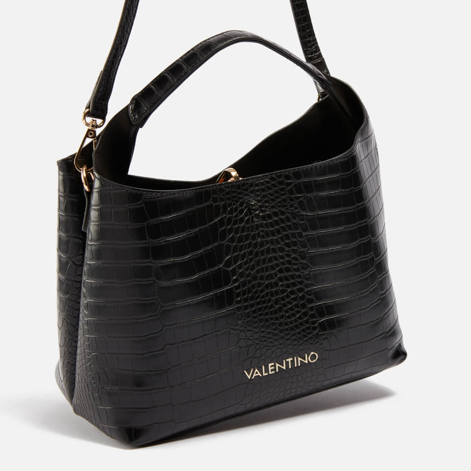 Valentino Wool Faux Croc Effect Leather Tote Bag