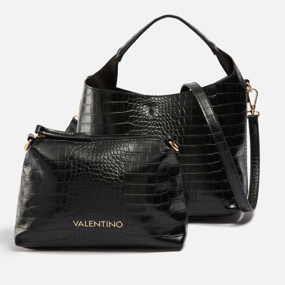 Valentino Wool Faux Croc Effect Leather Tote Bag