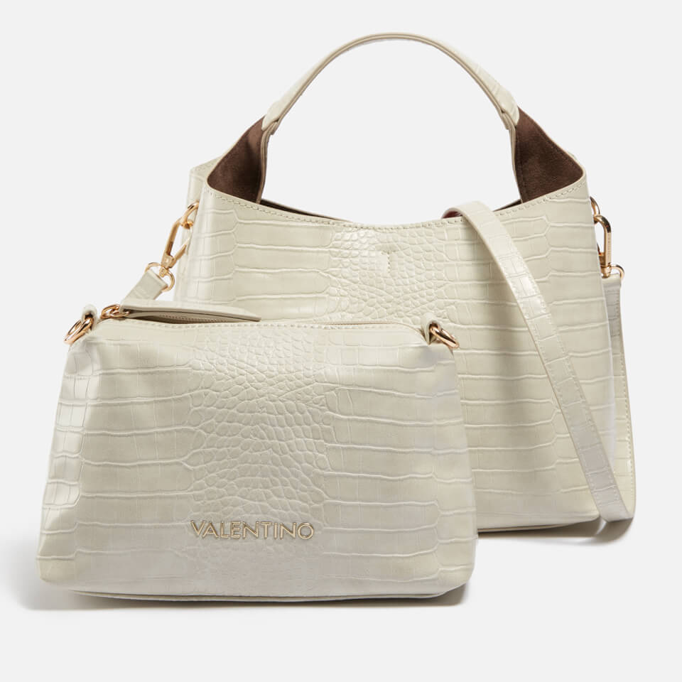 Valentino Wool Faux Croc Effect Leather Tote Bag