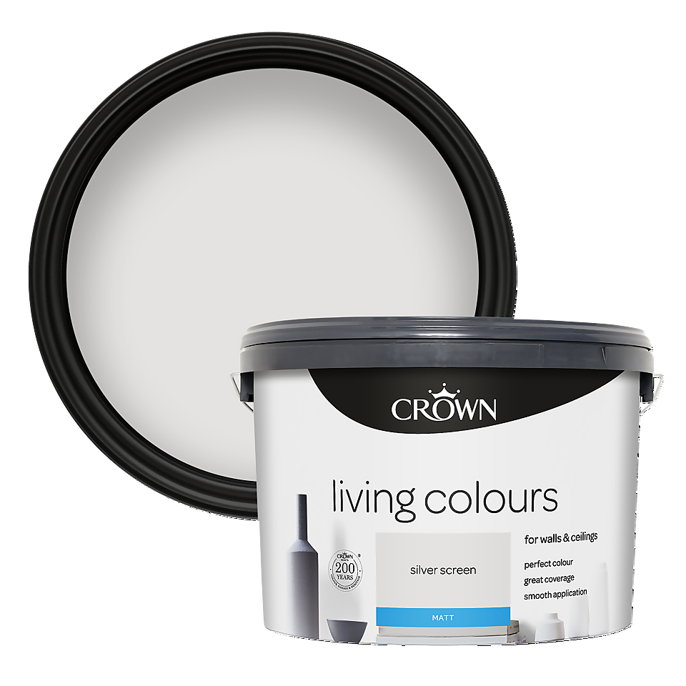 Crown Living Colours Matt Emulsion Silver Screen - 10L