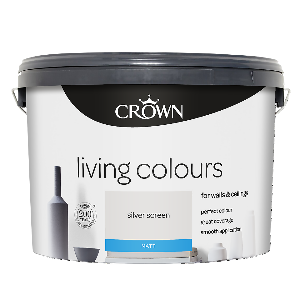 Crown Living Colours Matt Emulsion Silver Screen - 10L