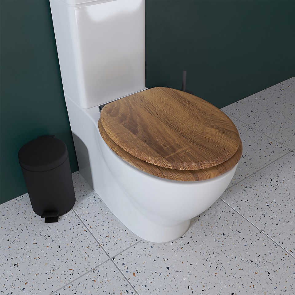 Croydex Ontario Flexi-Fix Toilet Seat - Teak Effect