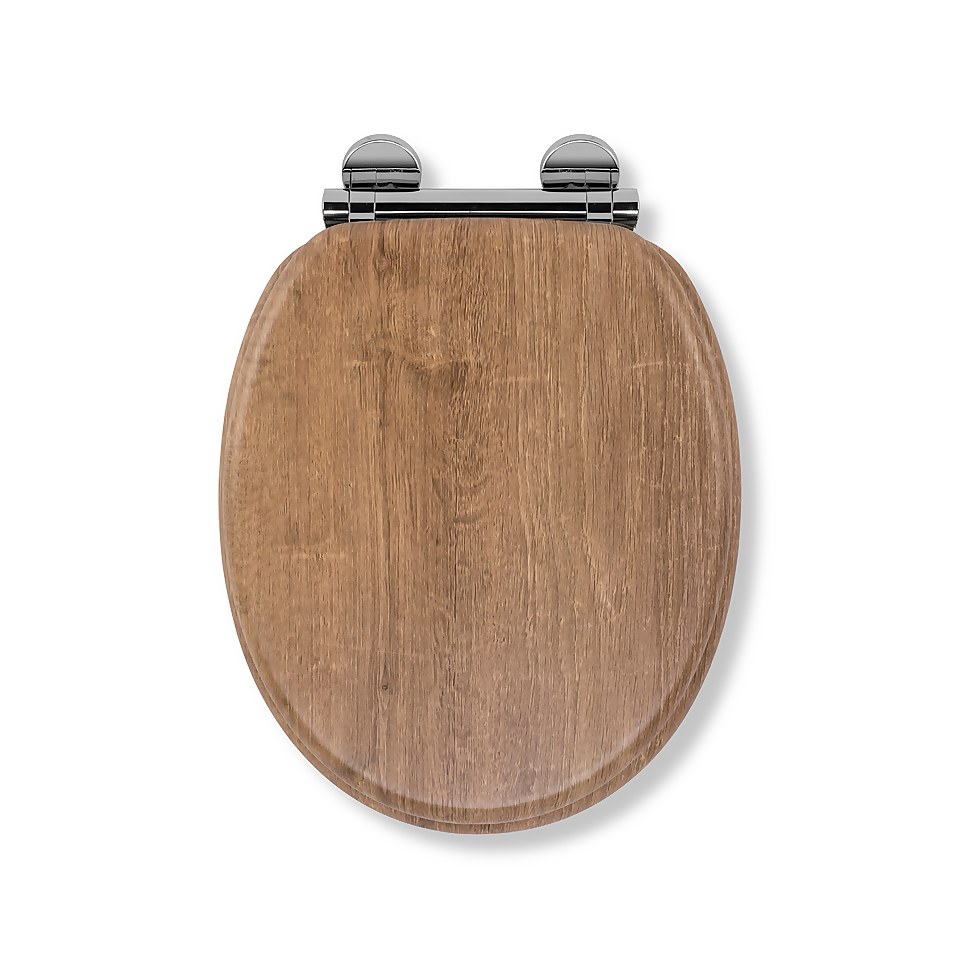 Croydex Ontario FlexiFix Toilet Seat Teak Effect Homebase