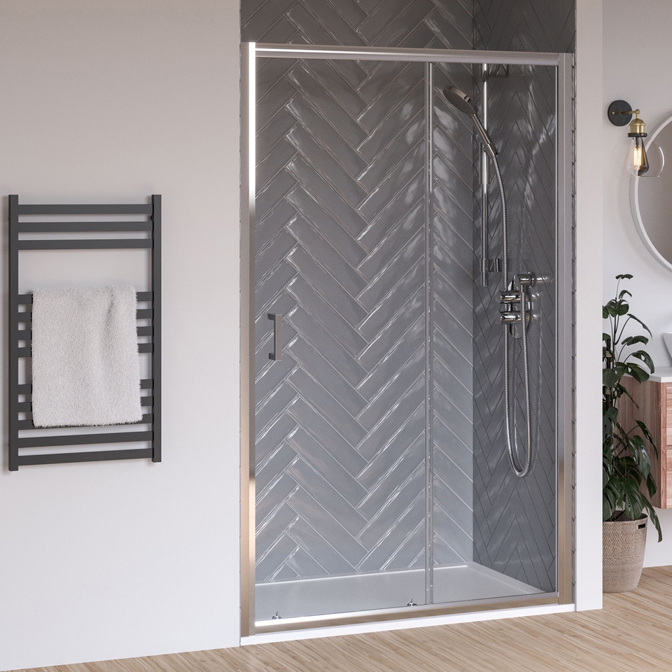 Aqualux Sliding Door Shower Enclosure 1600 x 800mm (8mm Glass) Homebase