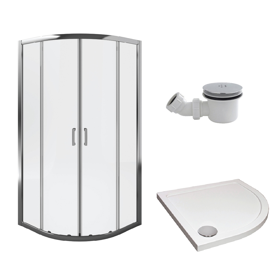 Aqualux Quadrant Shower Enclosure and Tray Package - 900mm (8mm Glass)