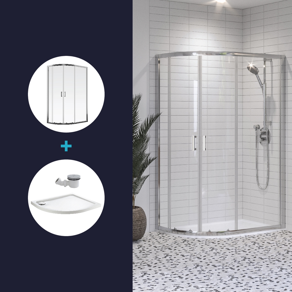 Aqualux Offset Quadrant Left Hand Shower Enclosure and Tray Package - 1200 x 800mm (8mm Glass)