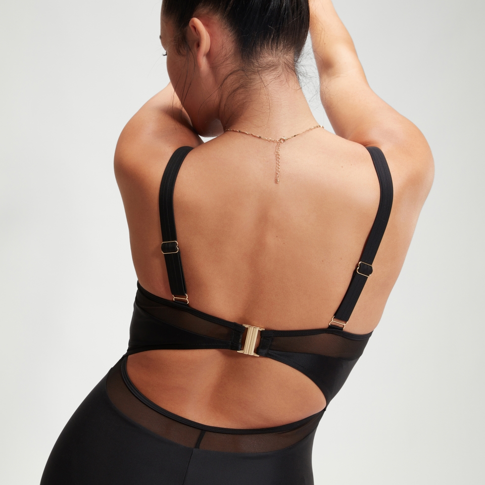 Women's Shaping Mesh Detail Swimsuit Black