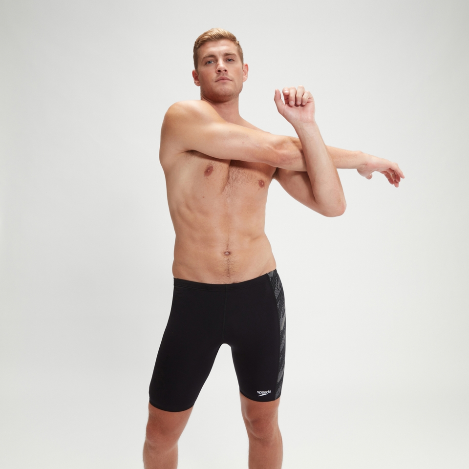 HyperBoom-Schwimmhose mit Einsätzen für Herren Schwarz/Grau