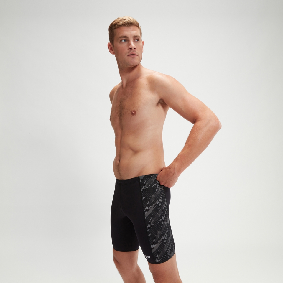 HyperBoom-Schwimmhose mit Einsätzen für Herren Schwarz/Grau