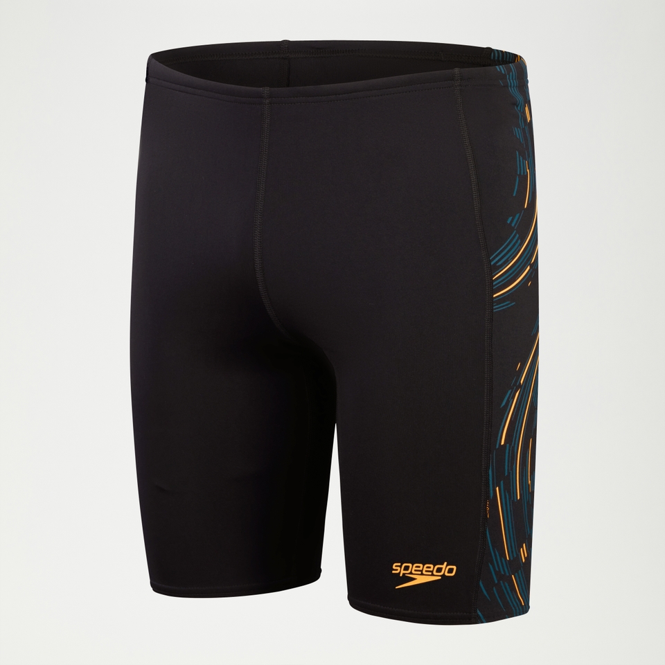 Schwimmhose mit Tech-Einsätzen für Herren Schwarz/Orange