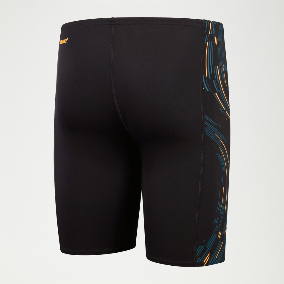 Schwimmhose mit Tech-Einsätzen für Herren Schwarz/Orange