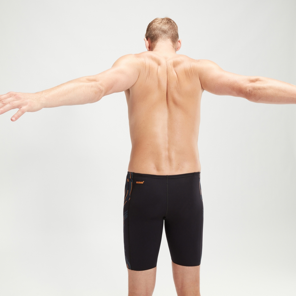 Schwimmhose mit Tech-Einsätzen für Herren Schwarz/Orange