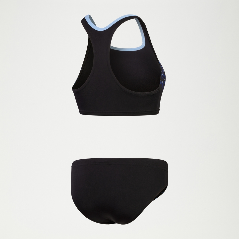 Placement-Bikini für Damen Schwarz/Blau