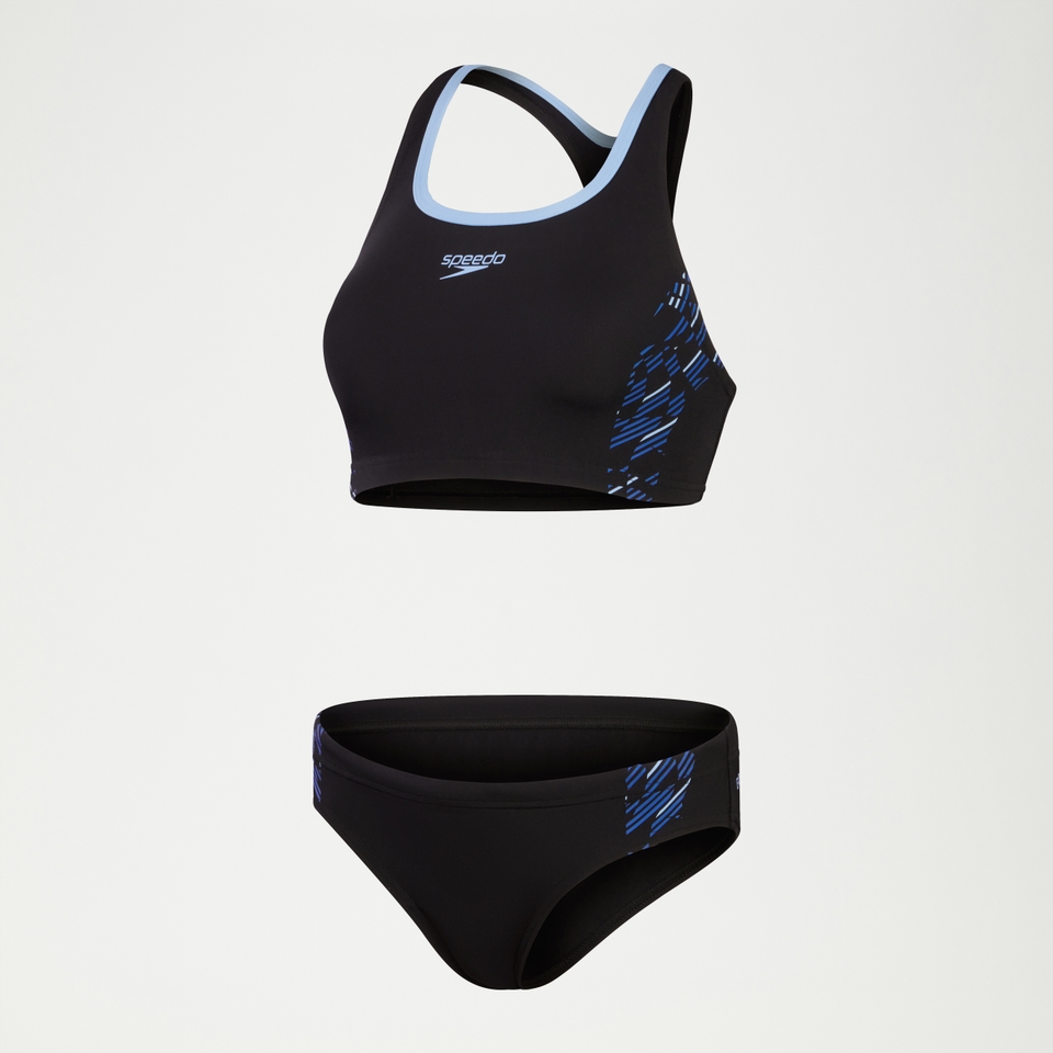 Placement-Bikini für Damen Schwarz/Blau