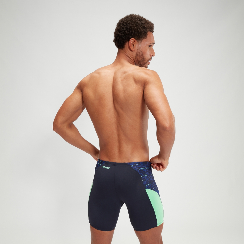 Mittellange Endurance+ Max Splice-Schwimmhose für Herren Marineblau/Grün