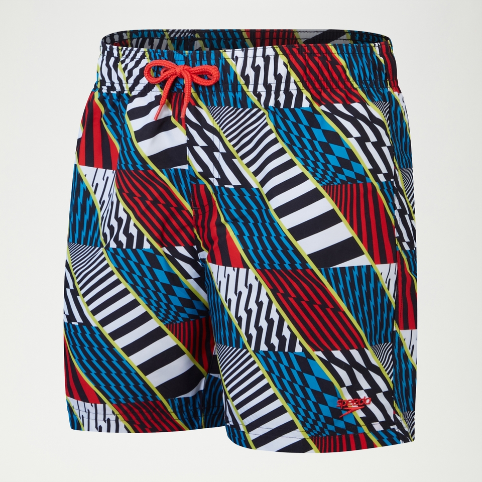 Digital bedruckte Schwimmshorts 38 cm für Jungen Schwarz/Rot/Blau