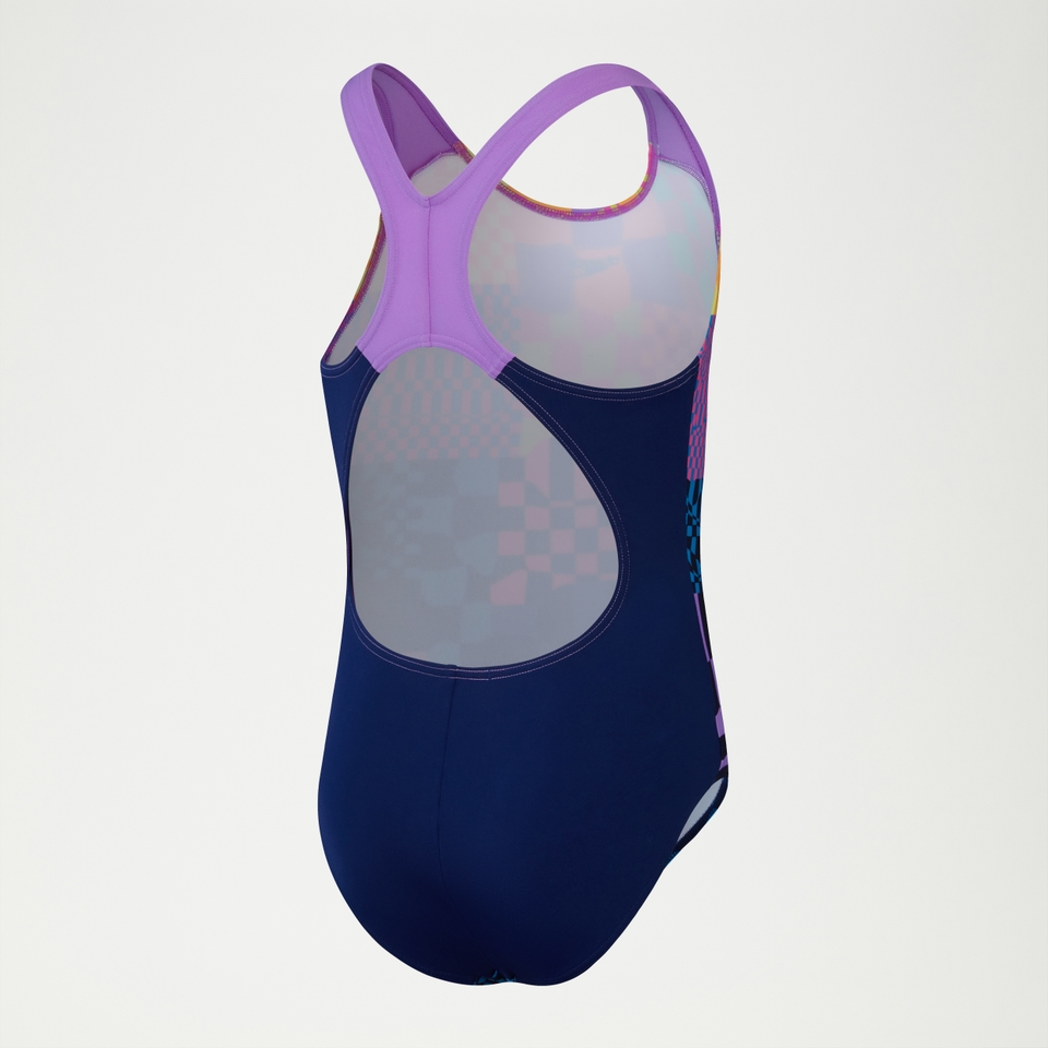 Maillot de bain Fille Digital Placement Splashback bleu marine/rose