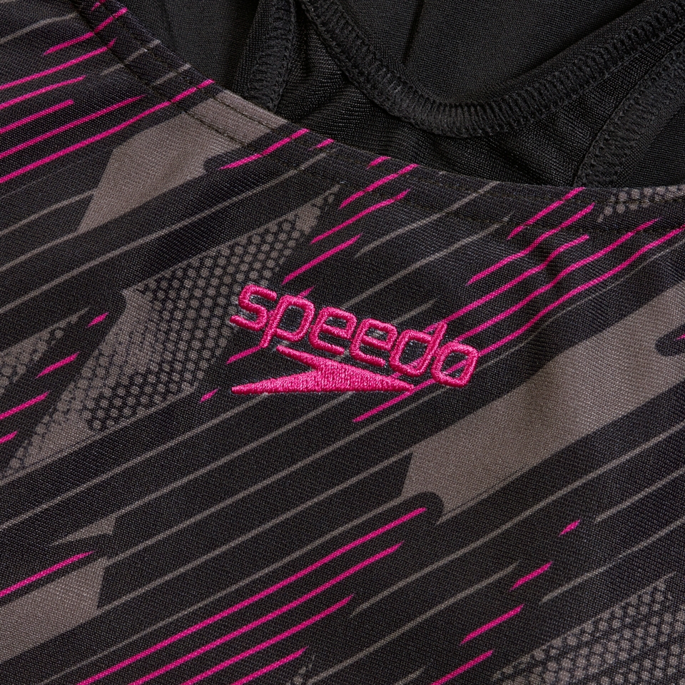 HyperBoom Muscleback-Badeanzug für Damen Schwarz/Pink