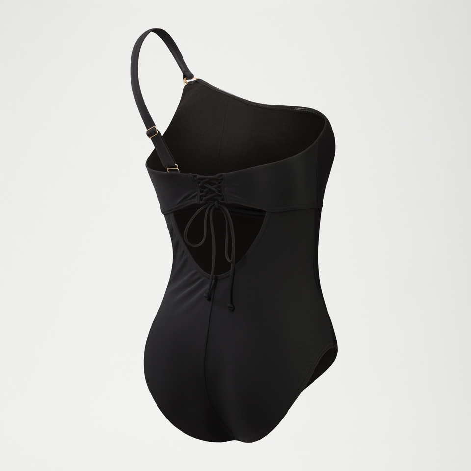 Formender asymmetrischer Badeanzug für Damen Schwarz