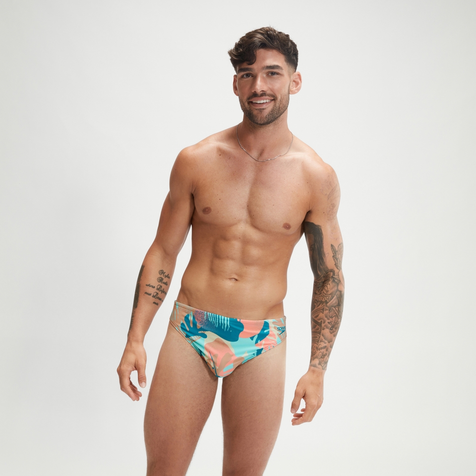 Escape-Badehose 5 cm für Herren Blau/Koralle
