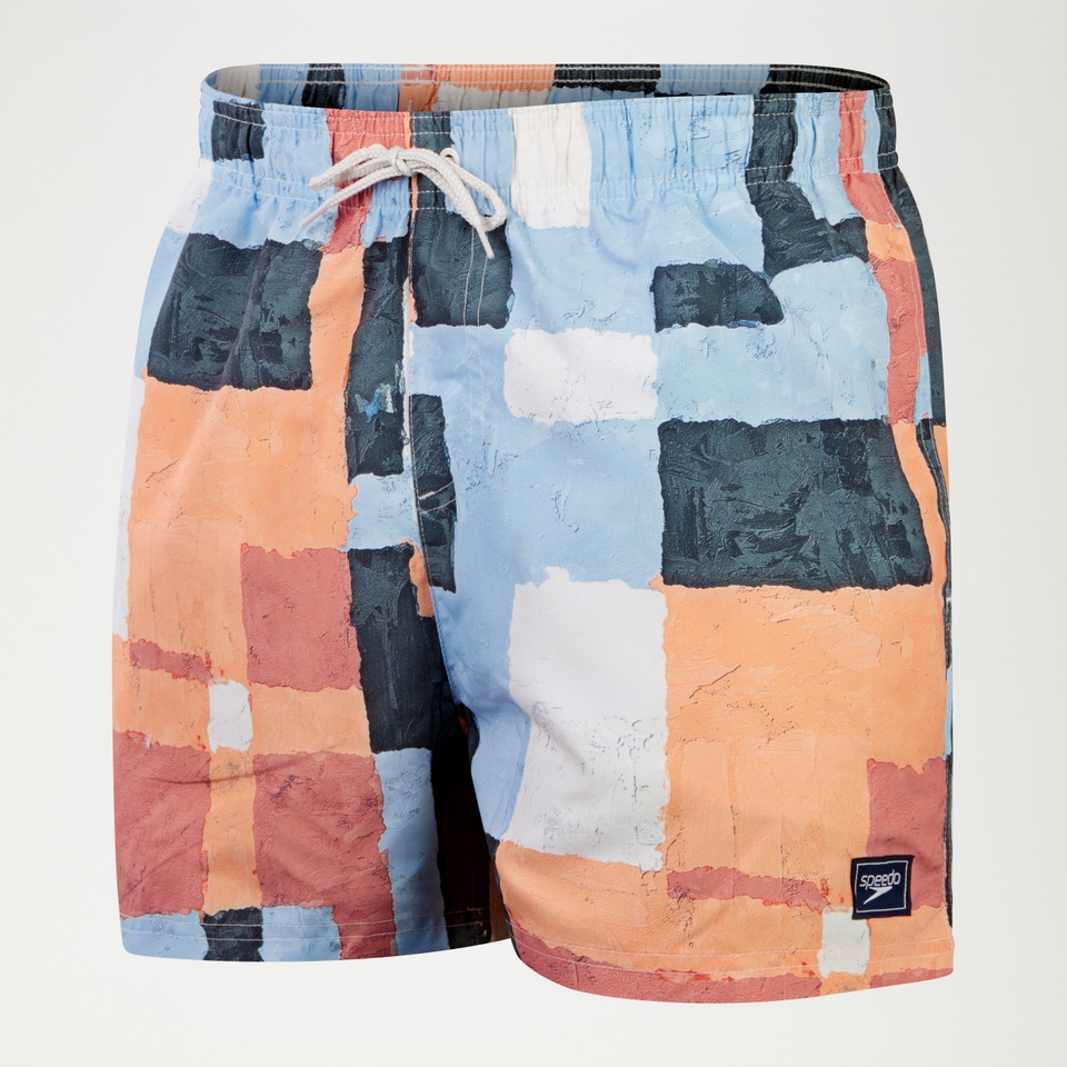 Men s Digital Printed Leisure 14 Swim Shorts Orange Blue