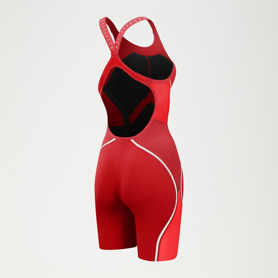 Fastskin LZR Pure Intent 2.0 Kneeskin-Schwimmanzug mit offenem Rücken für Damen Rot/Weiß