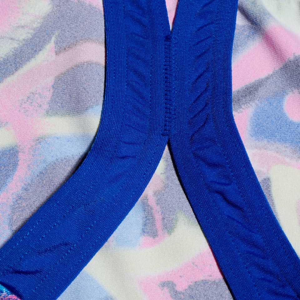 Girls Digital Allover Powerback Swimsuit Blue/Pink