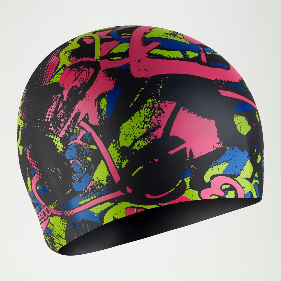 Bonnet Adulte imprimé Silicone noir/rose