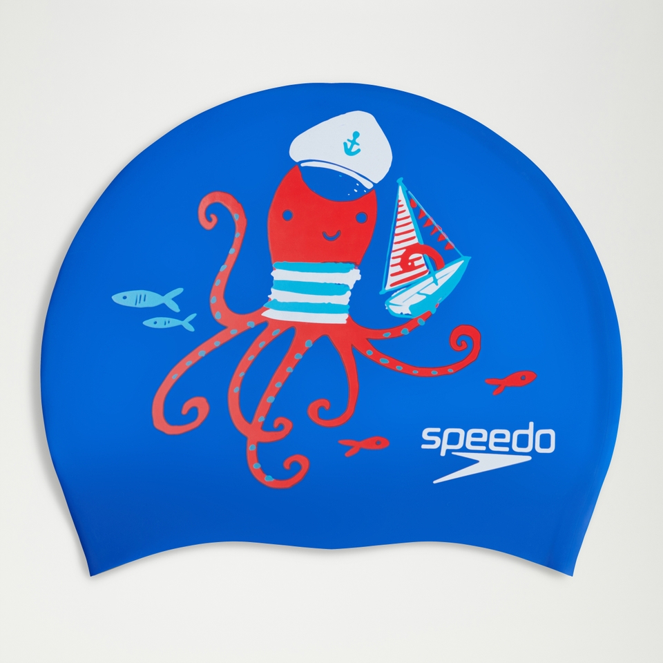 Bonnet Junior imprimé Silicone bleu/rouge