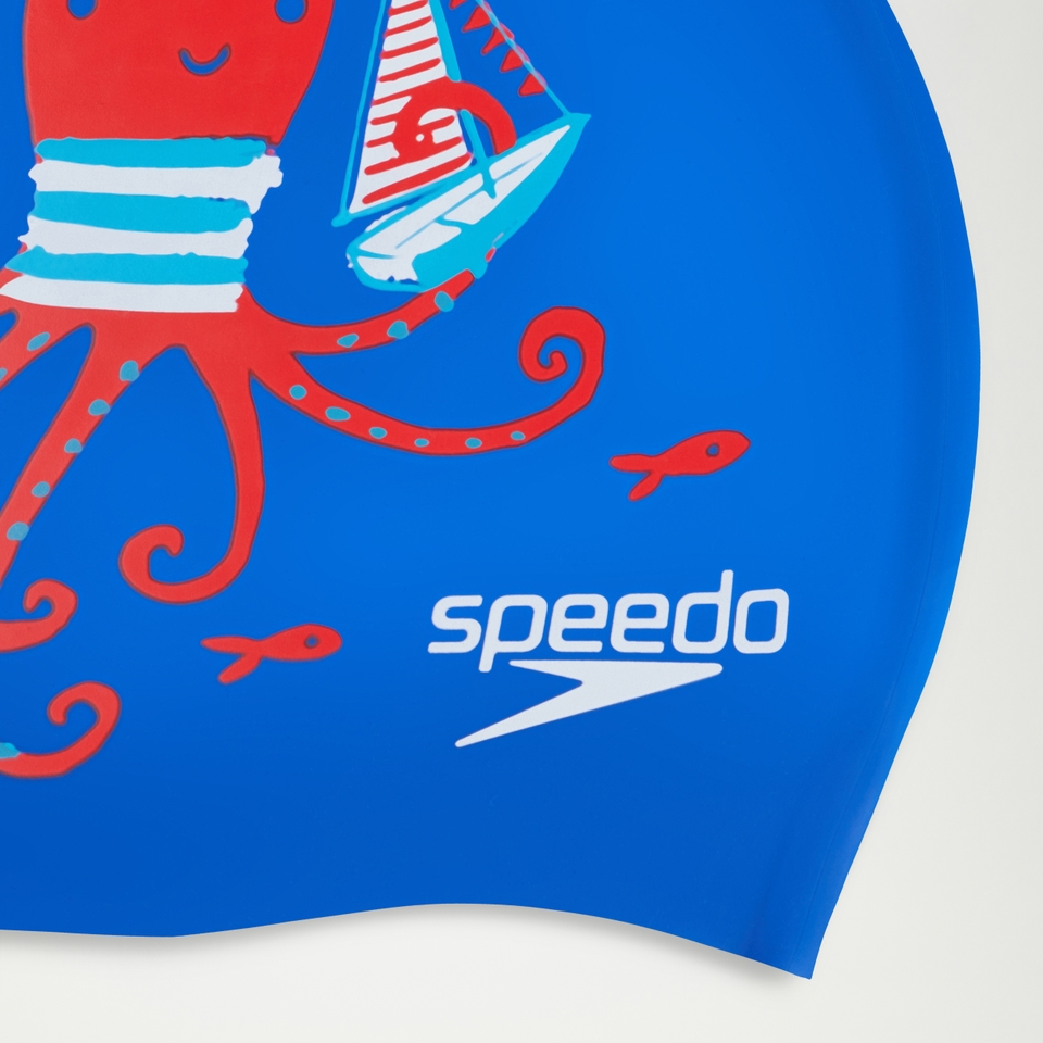 Bonnet Junior imprimé Silicone bleu/rouge