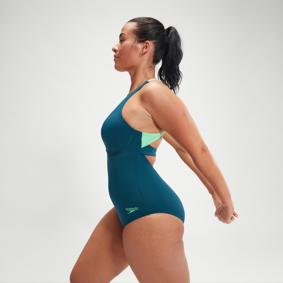 Women's Flex Band Swimsuit with Swim Bra Teal/Green