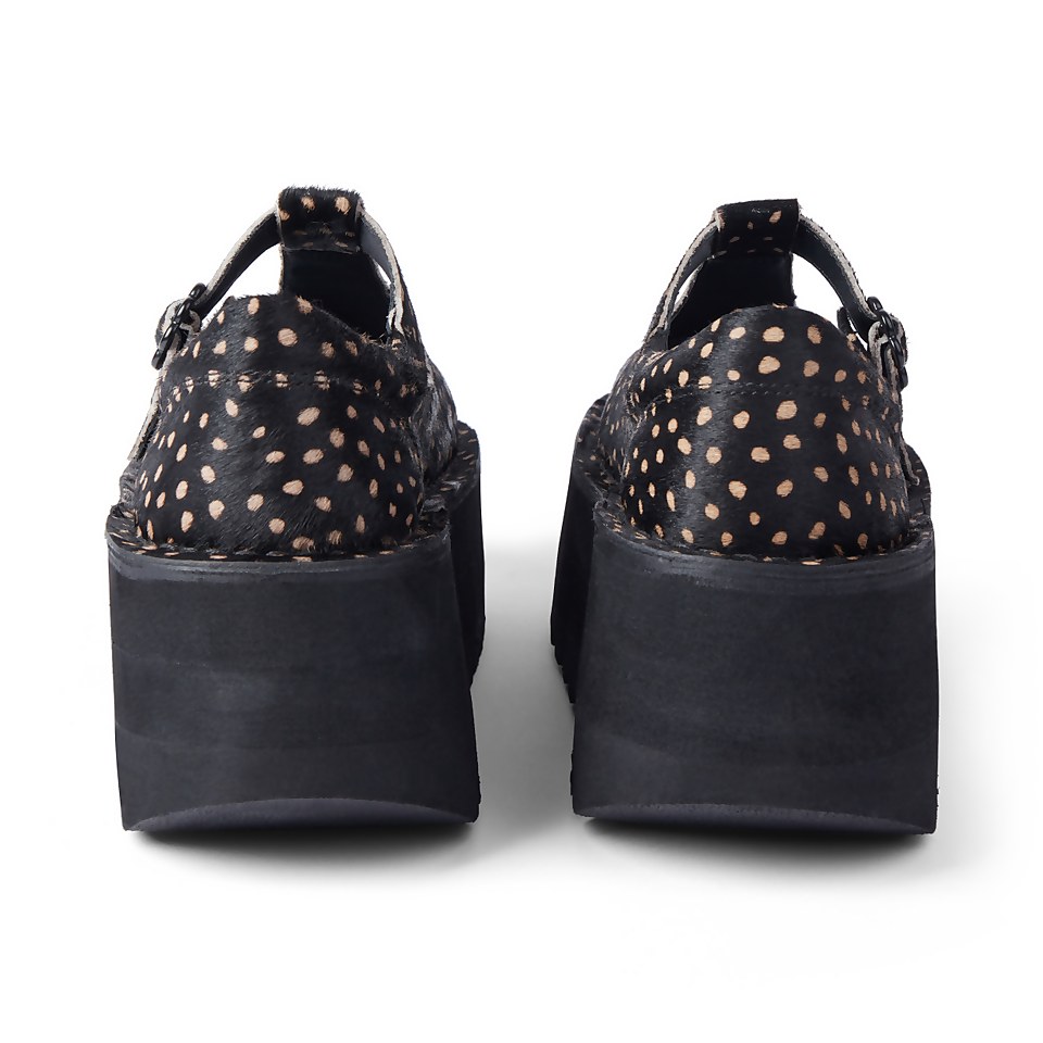 Adult Women Kick T Bar Platform Leather Black