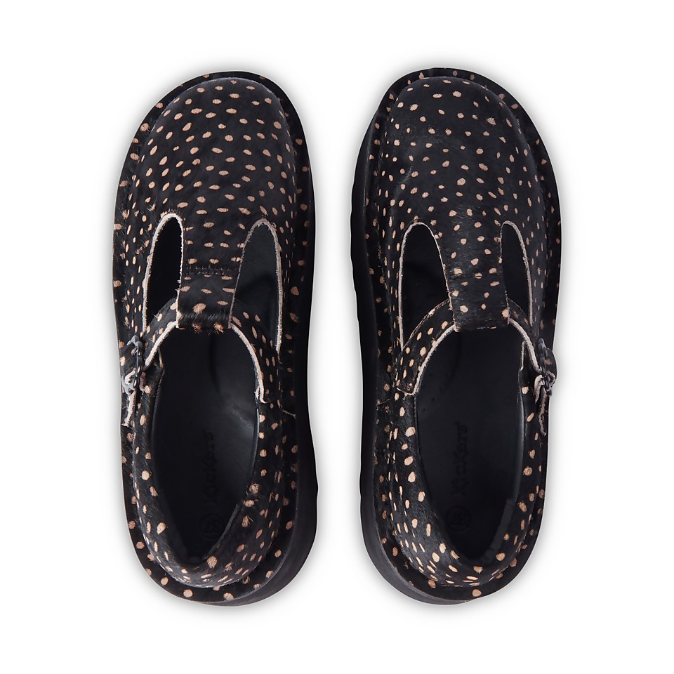 Adult Women Kick T Bar Platform Leather Black