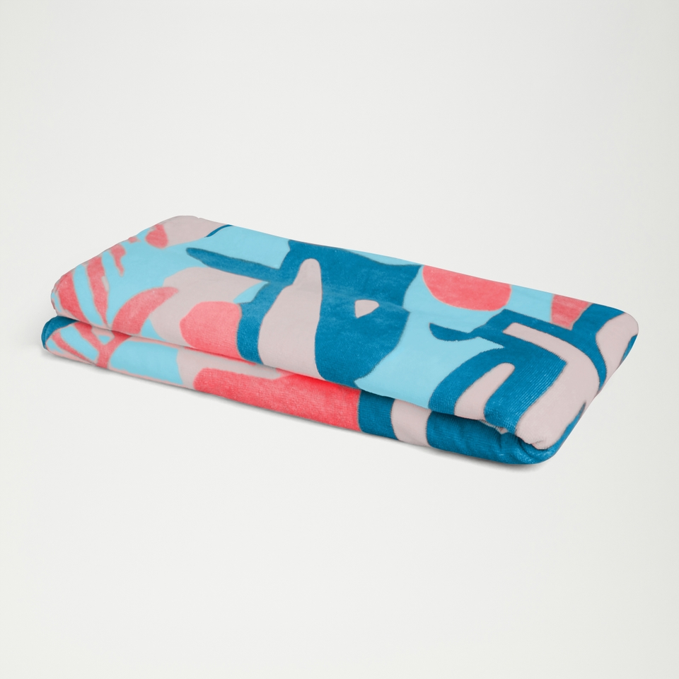 Printed Beach Towel Pink/Coral