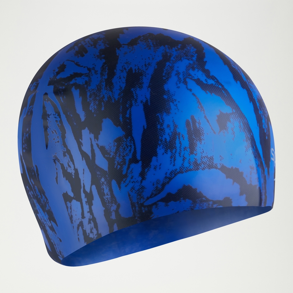 Bedruckte Langhaar-Badekappe für Erwachsene Blau