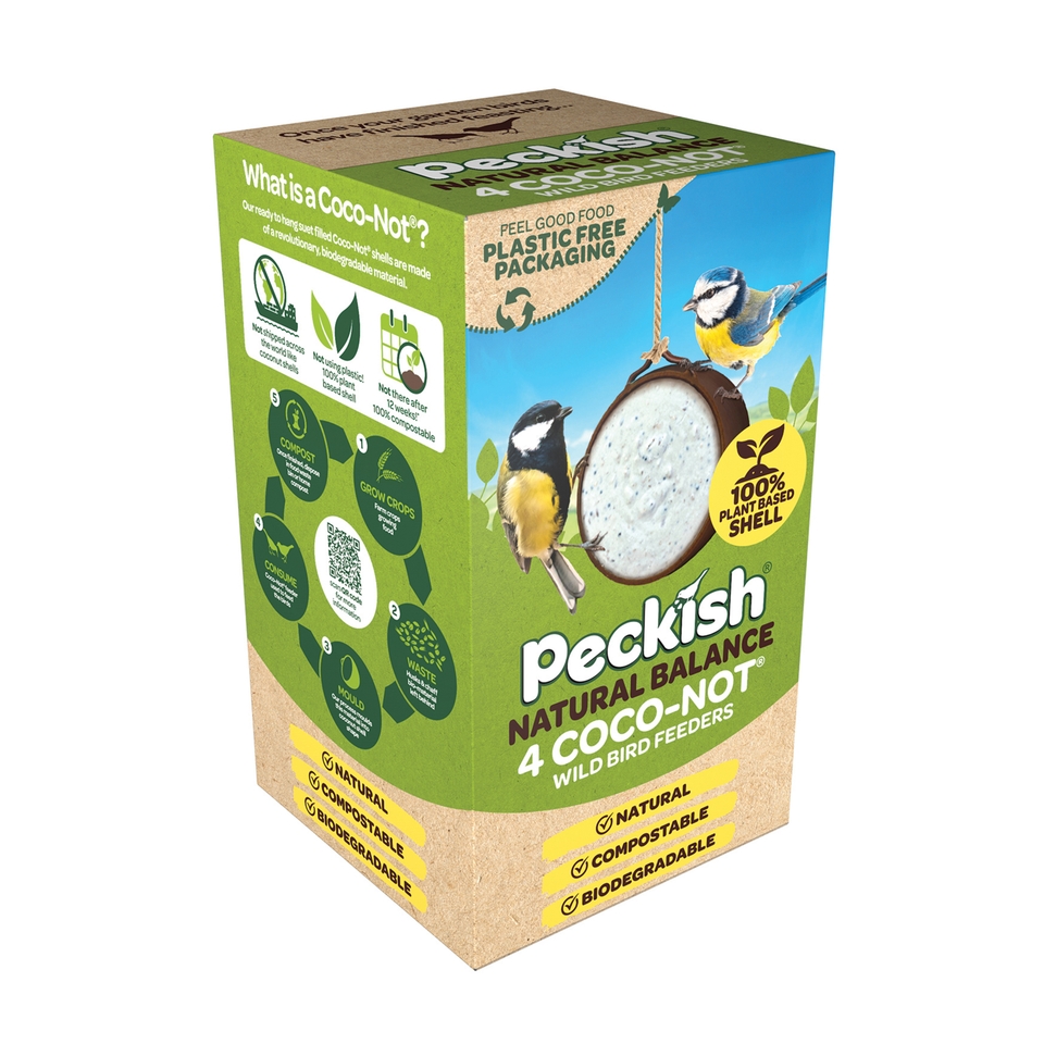 Peckish Coco-Not Wild Bird Suet Feeder - Pack of 4