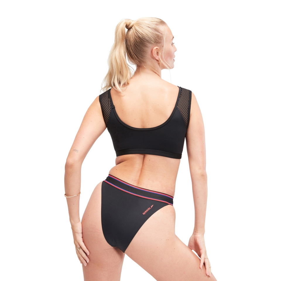 Haut court en maille couleur unie Flu3nte pour femmes, noir